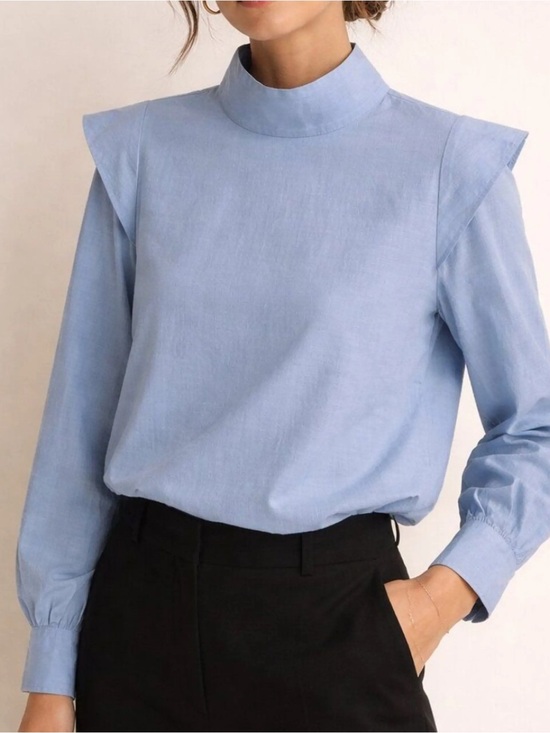 Everlane Tops - EVERLANE The Wing Shoulder LS Cotton Euro Summer Mock Neck Top Size 4
